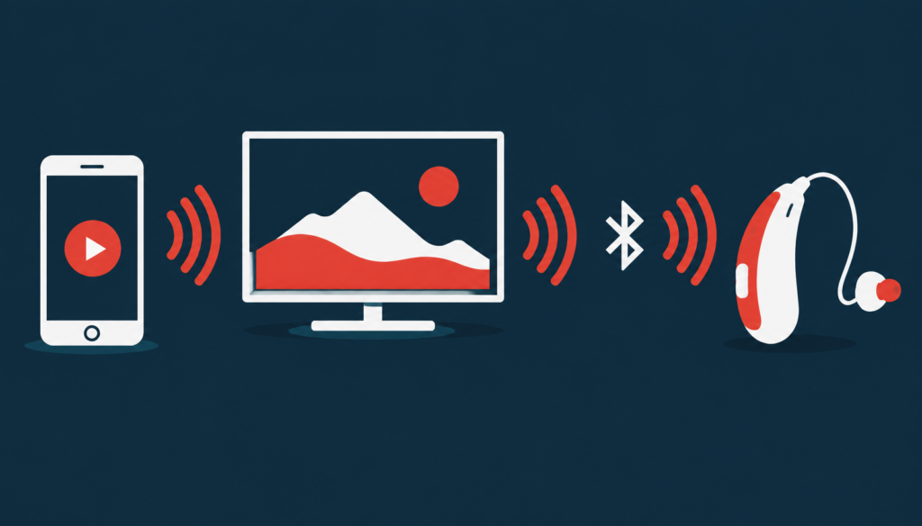 Grafik: Bluetooth-Hörgerät streamt Ton von Smartphone und TV